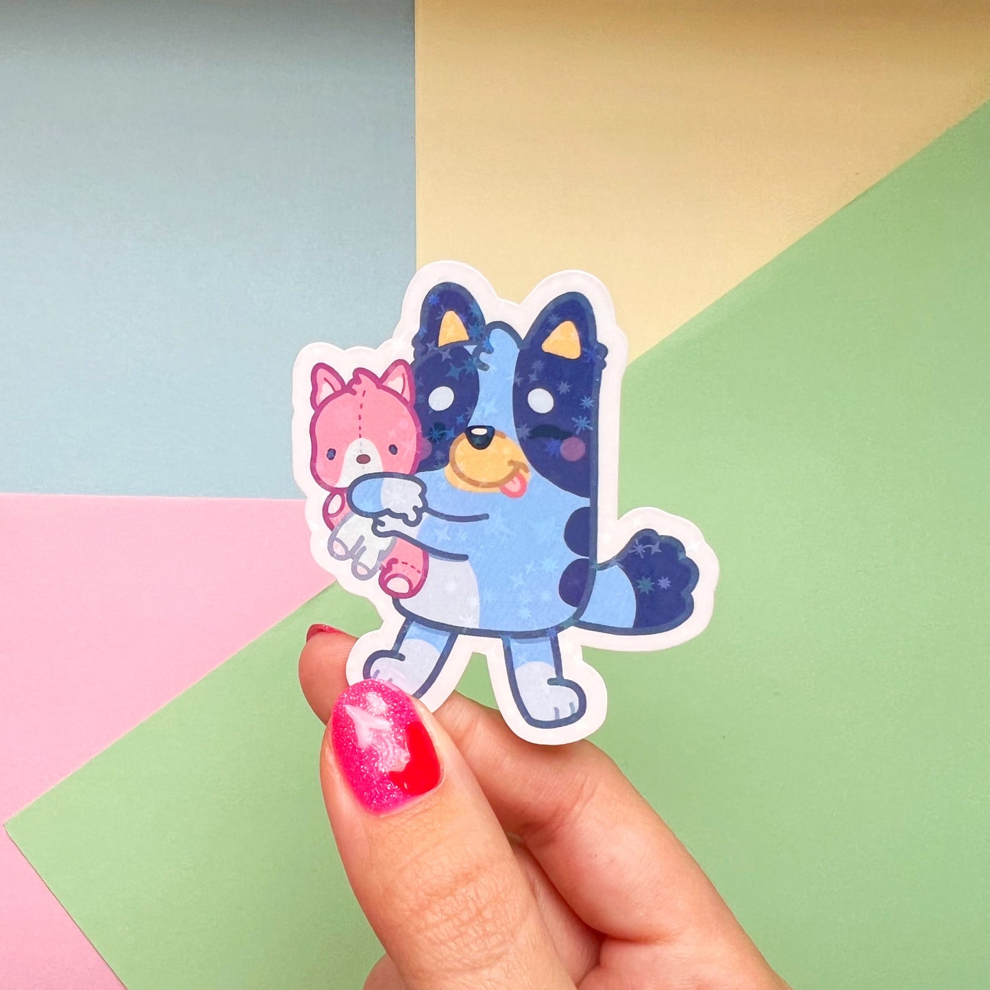 Blue Puppies Glitter Stickers