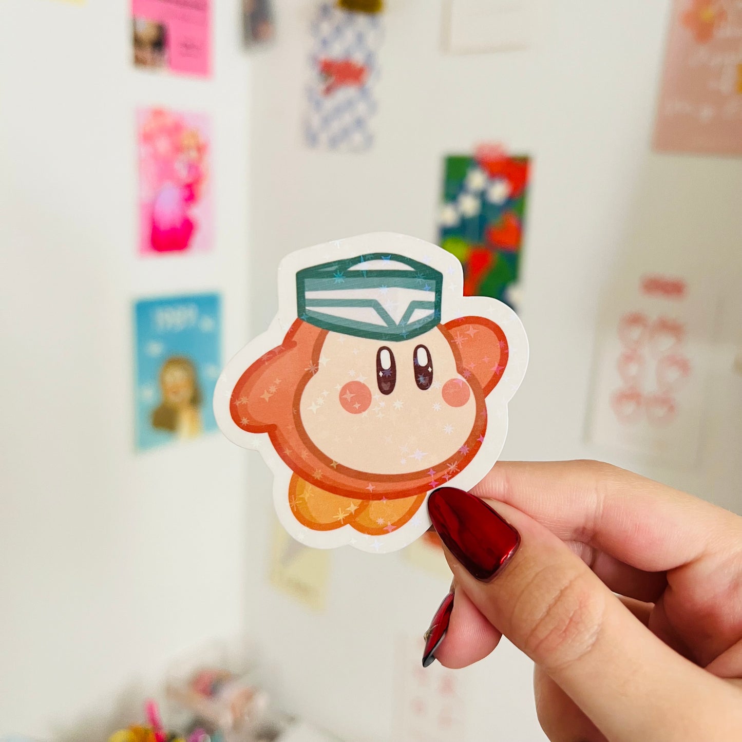 Kirb Cafe Glitter Sticker