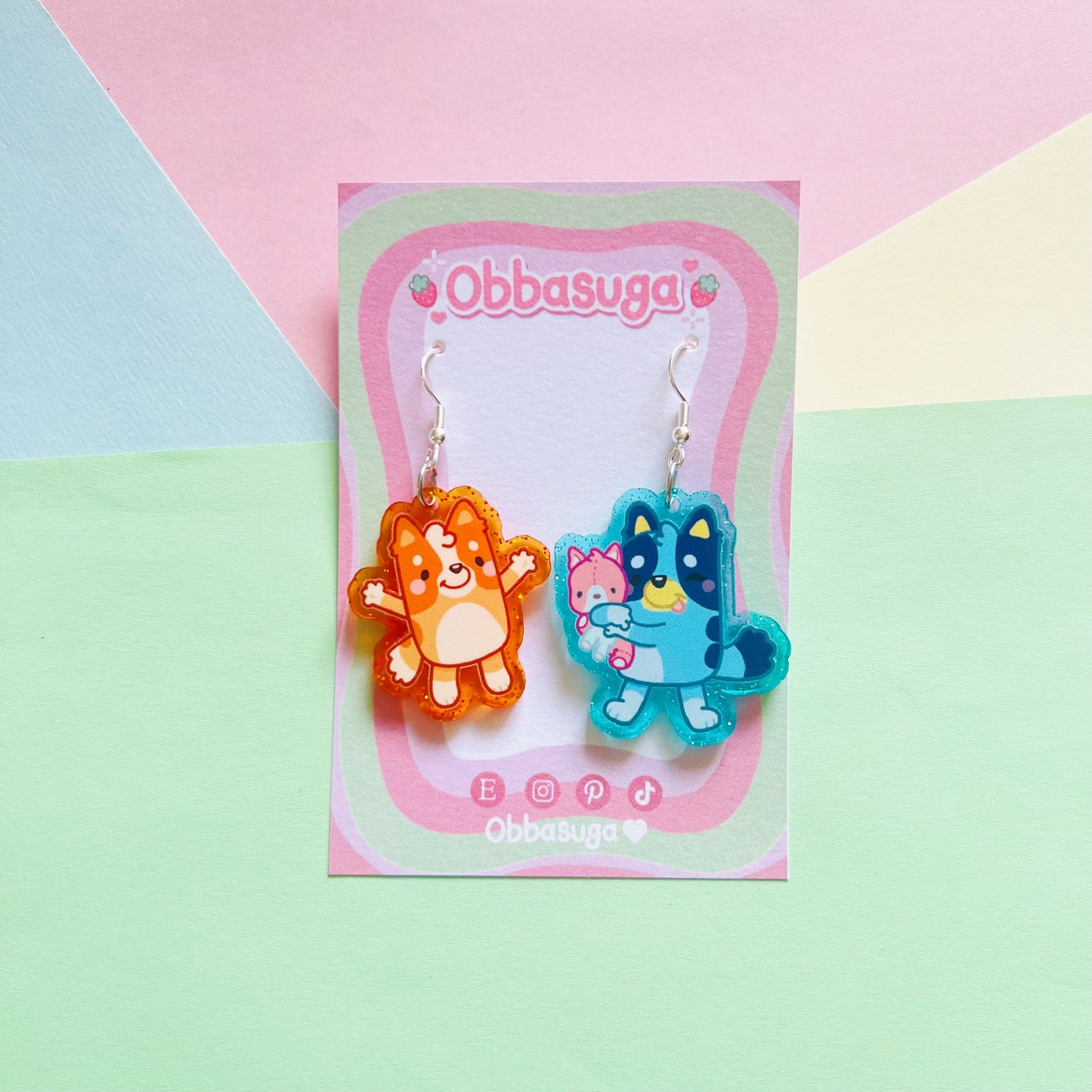 Blue Puppies Glitter Earrings