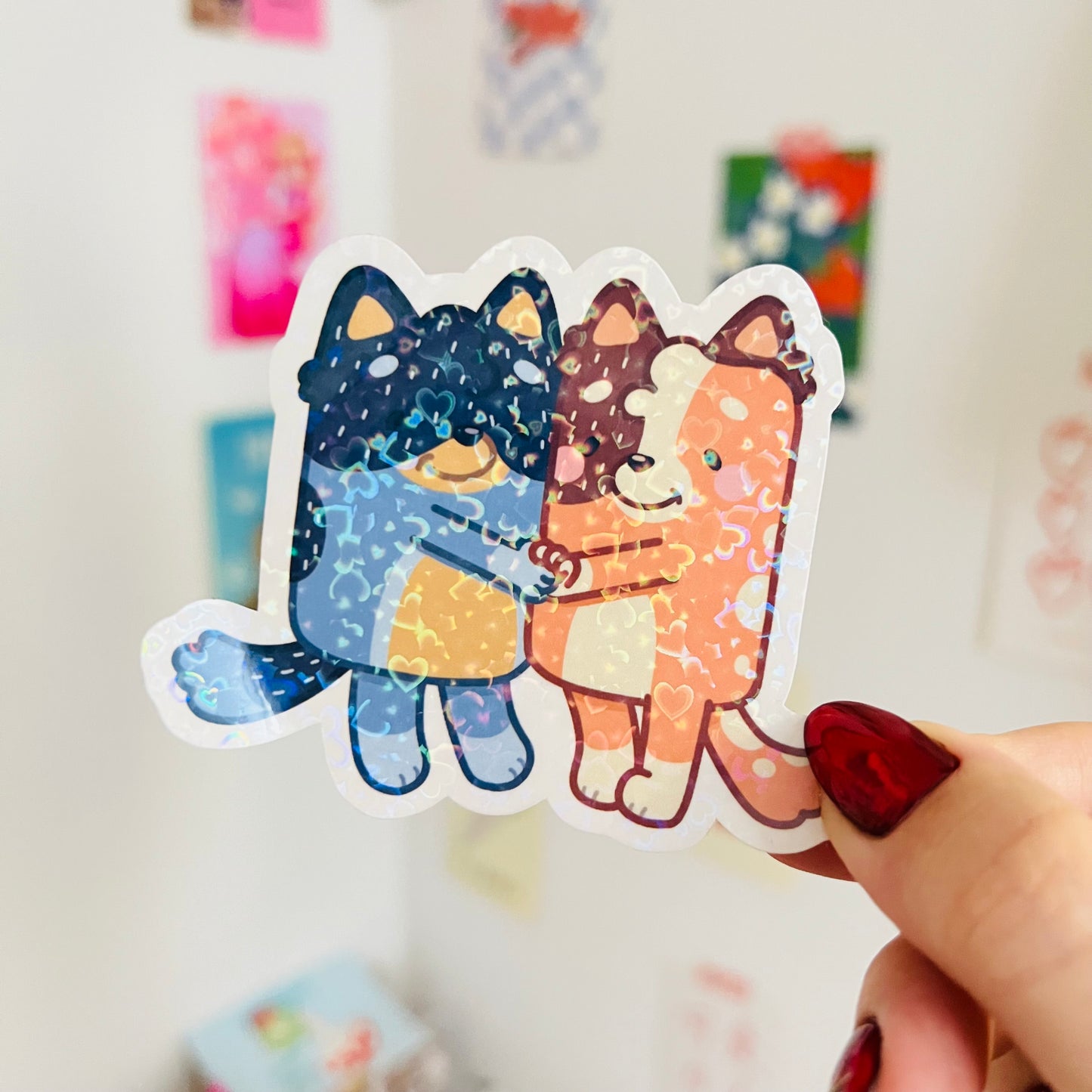 Blue Puppies Glitter Stickers