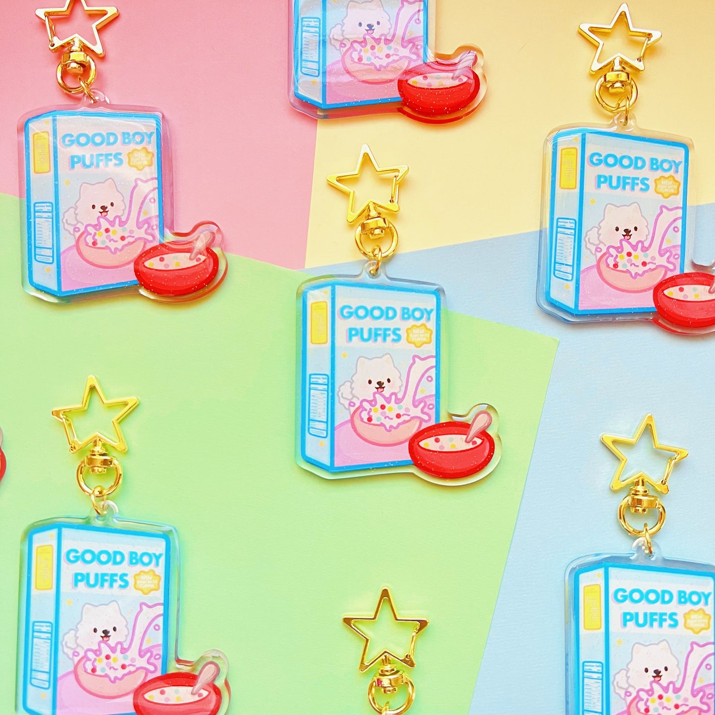 Good Boy Puffs Glitter Keychain