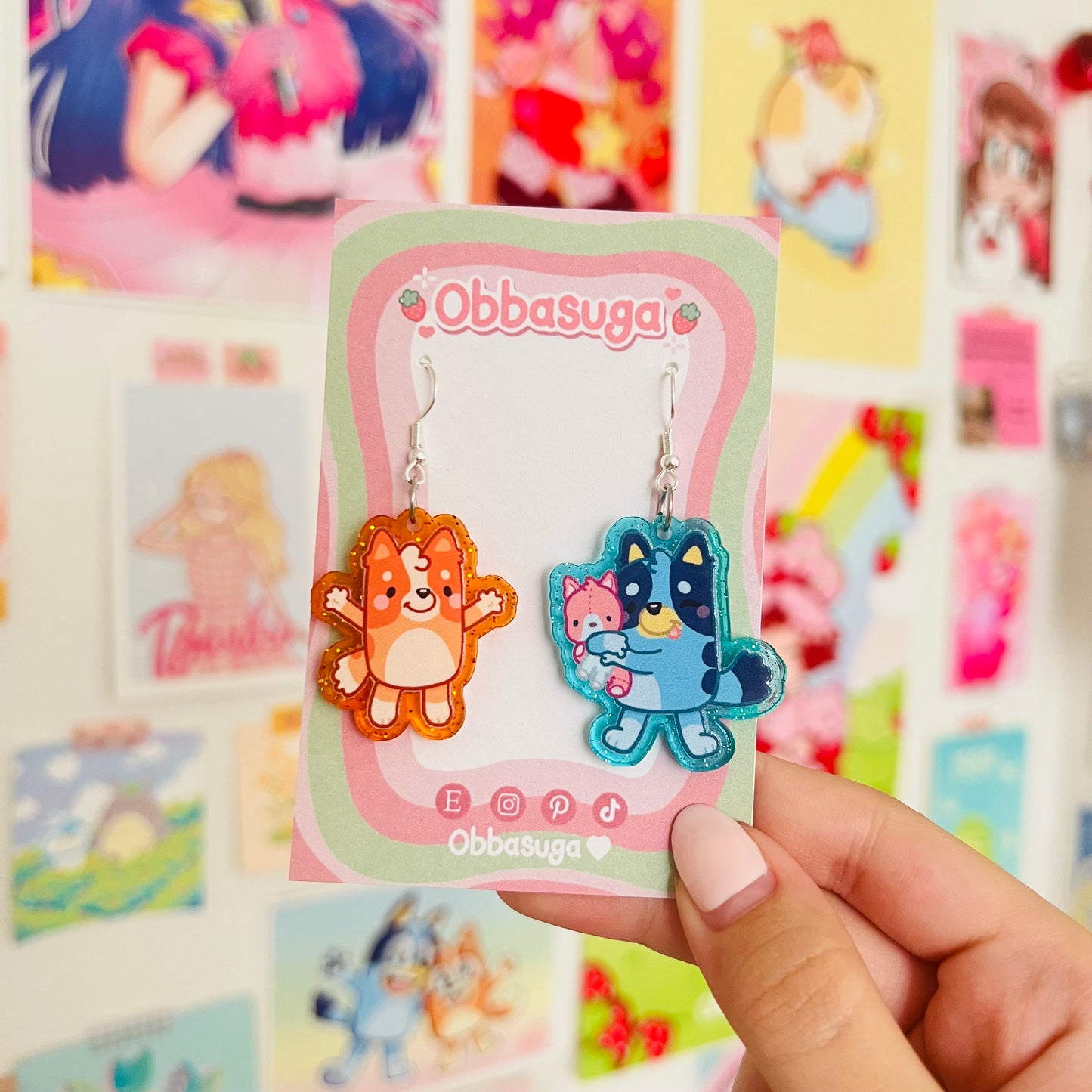 Blue Puppies Glitter Earrings
