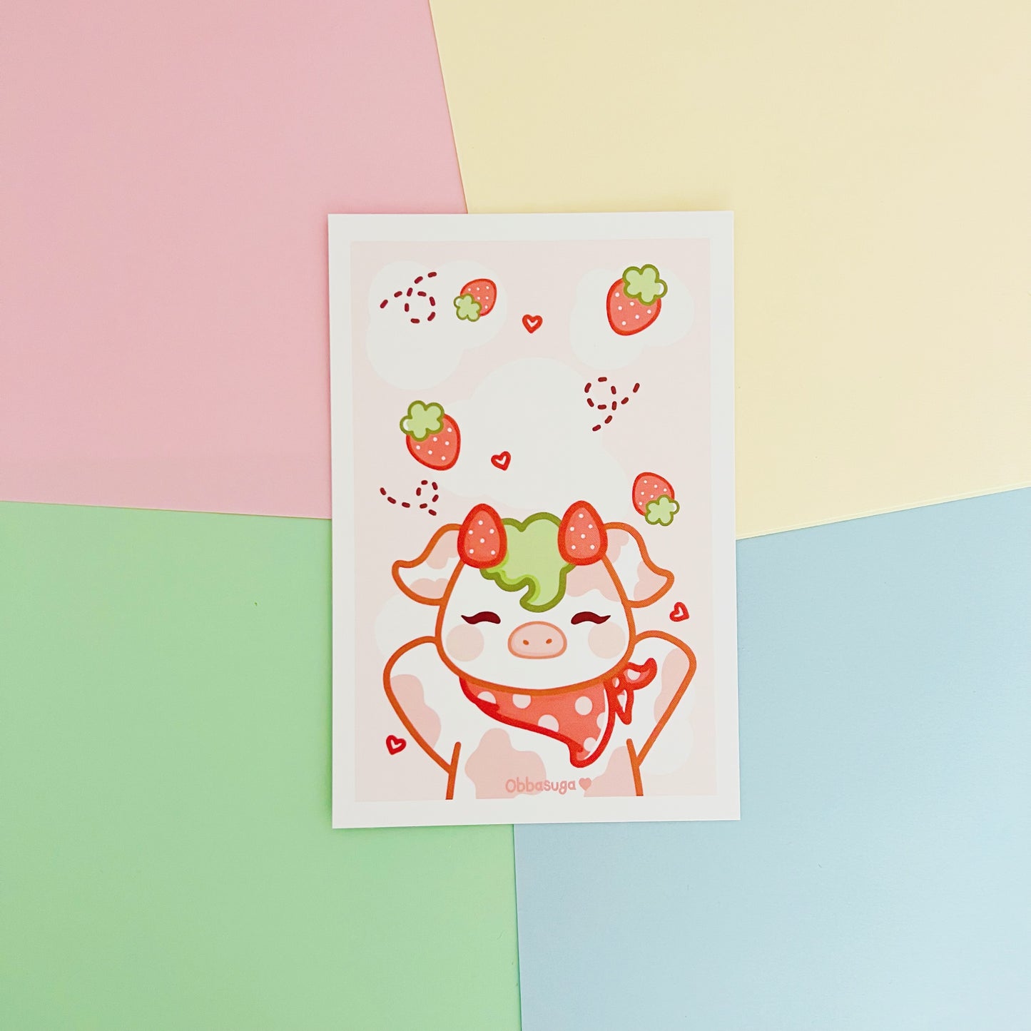 Strawberry Cow Art Print