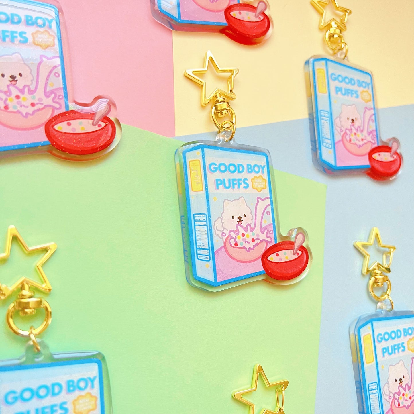 Good Boy Puffs Glitter Keychain