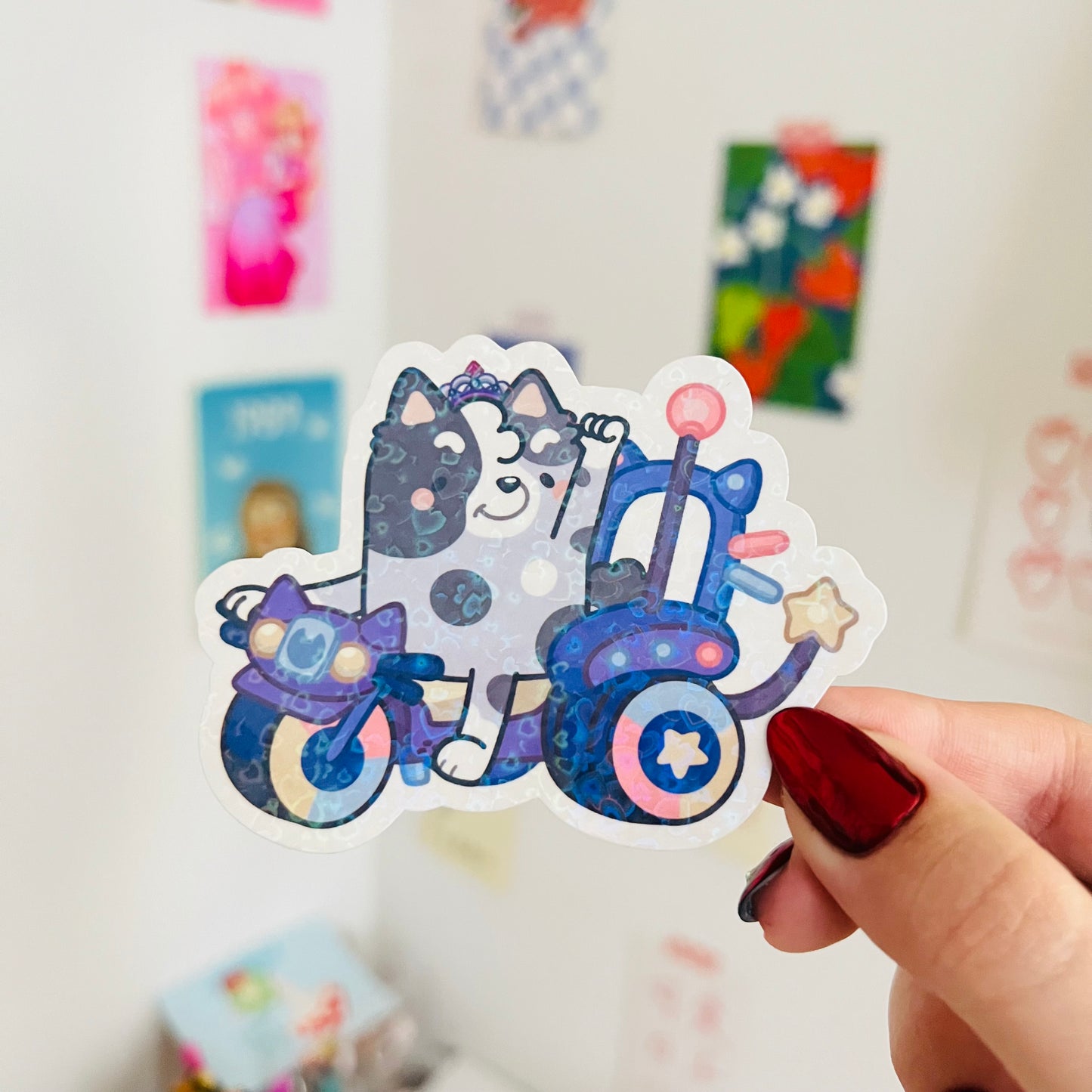 Blue Puppies Glitter Stickers