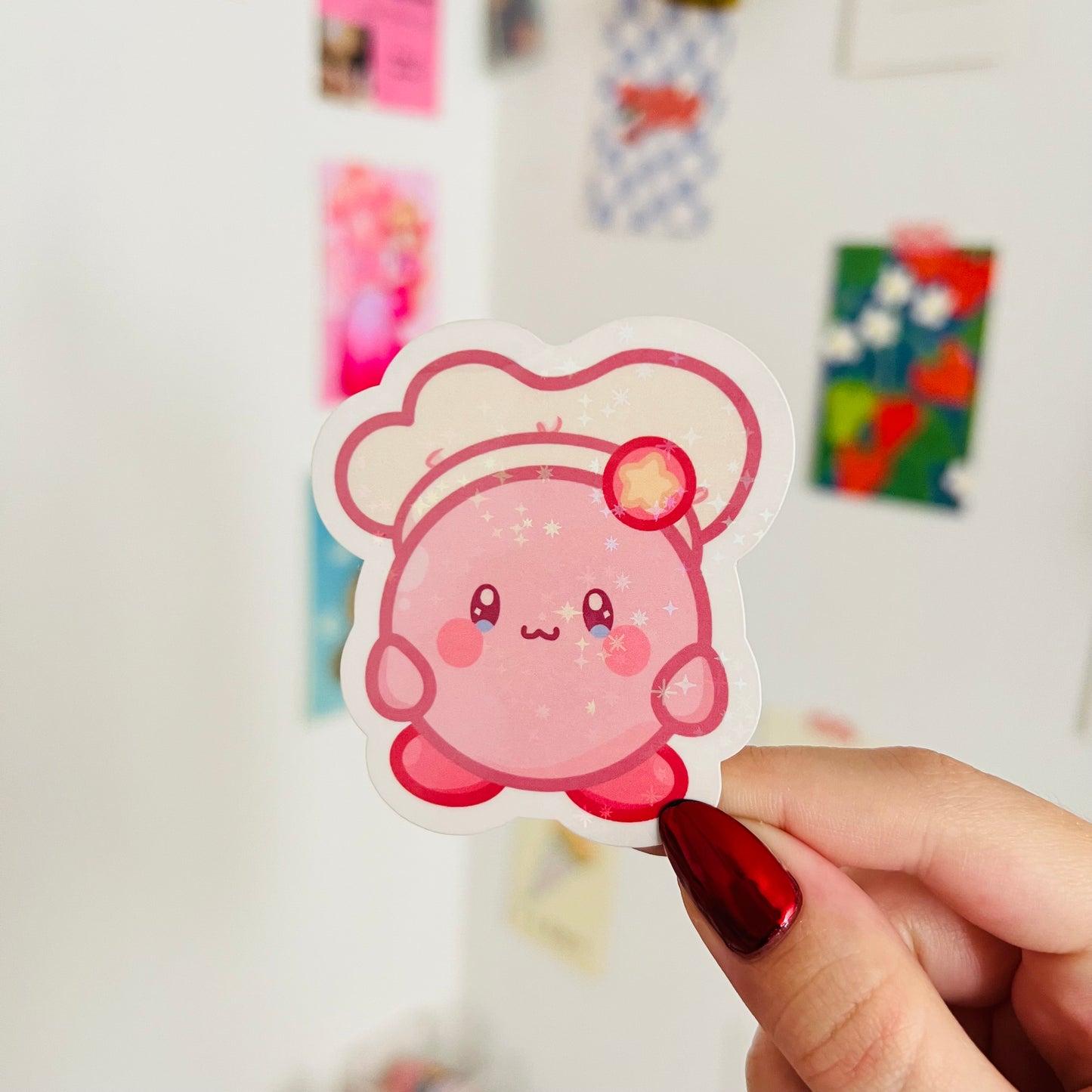 Kirb Cafe Glitter Sticker