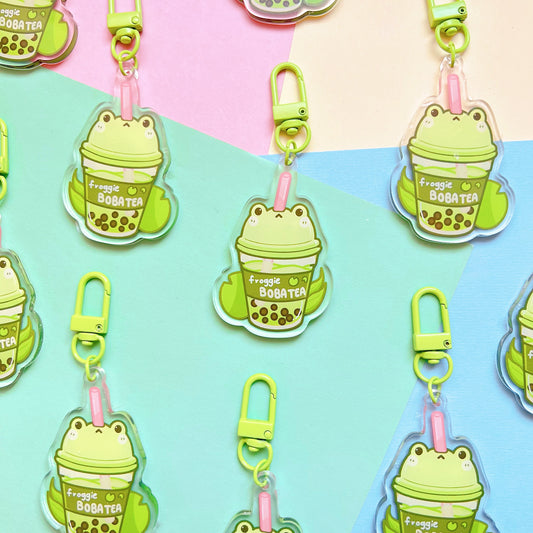 Froggie Boba Tea Acrylic Keychain