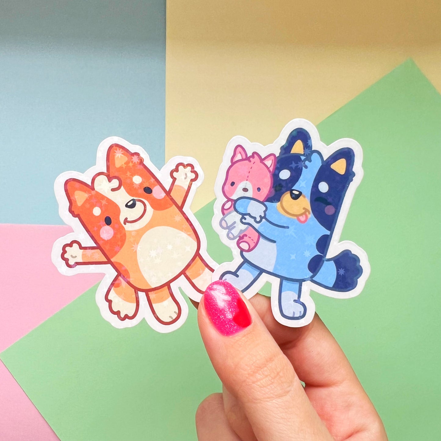 Blue Puppies Glitter Stickers