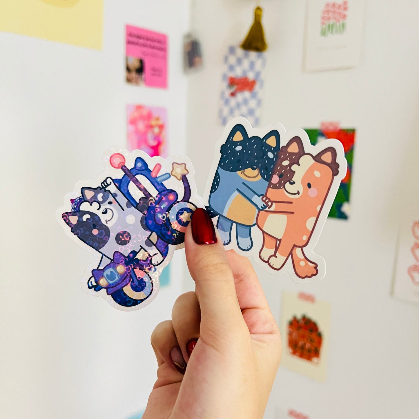 Blue Puppies Glitter Stickers