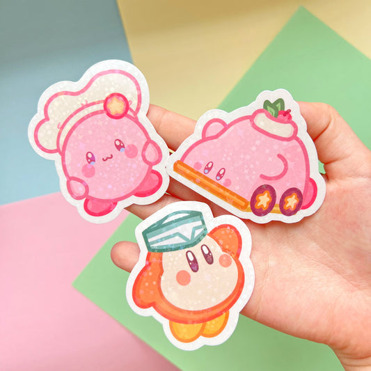 Kirb Cafe Glitter Sticker