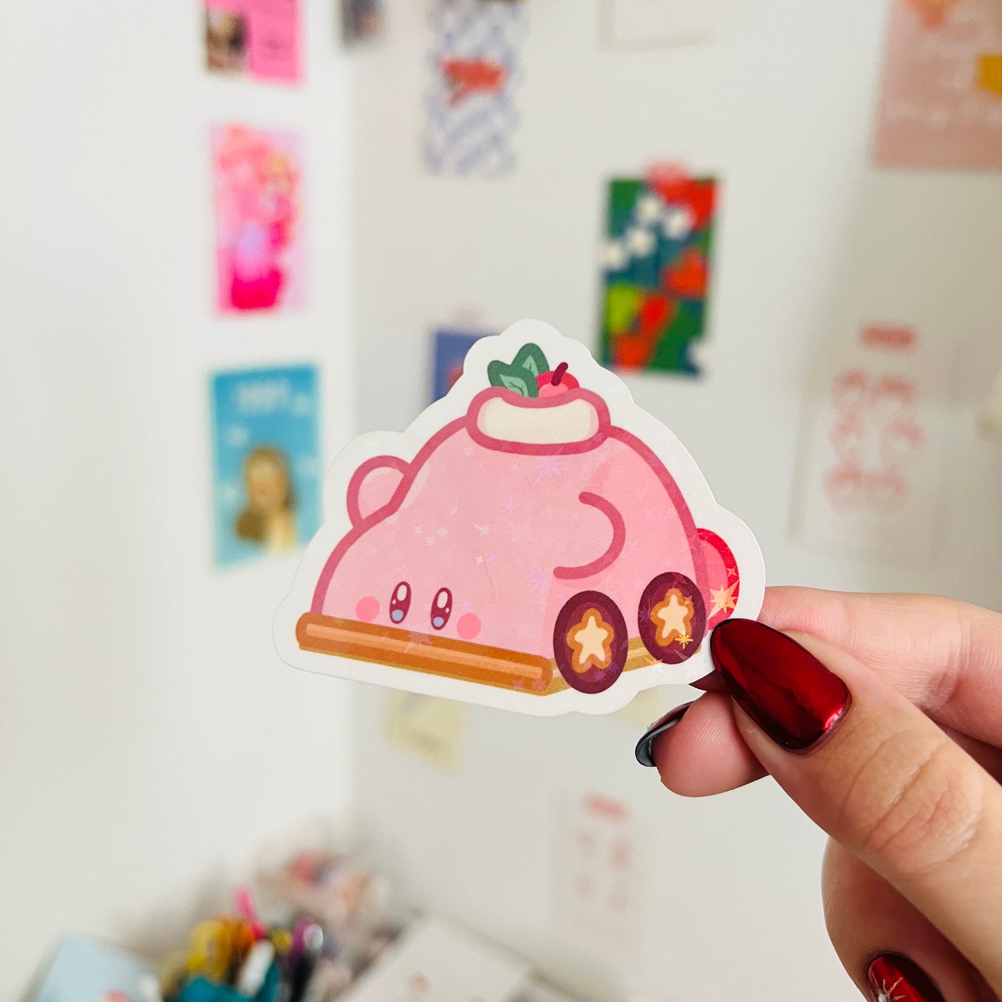 Kirb Cafe Glitter Sticker